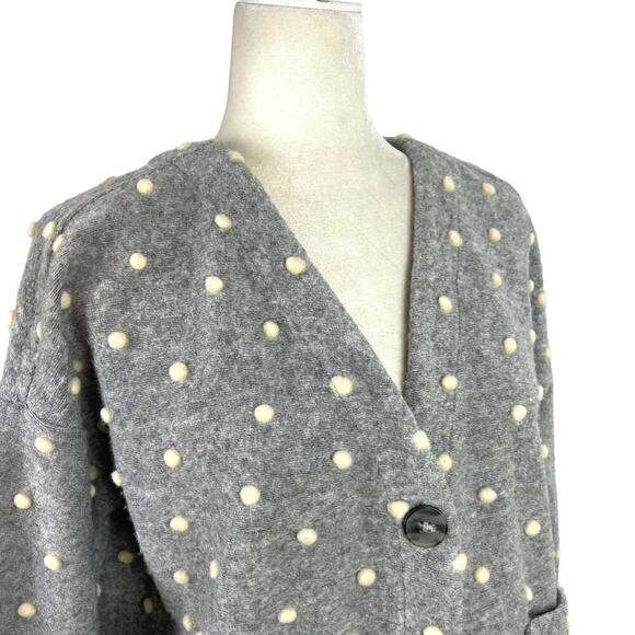 Madewell AG245 Texture & Thread Boxy Bobble Cropped Cardigan Small Polka Pom - Picture 7 of 16